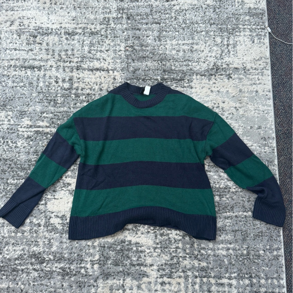 Eddie Bauer Green and Navy Striped Sweater